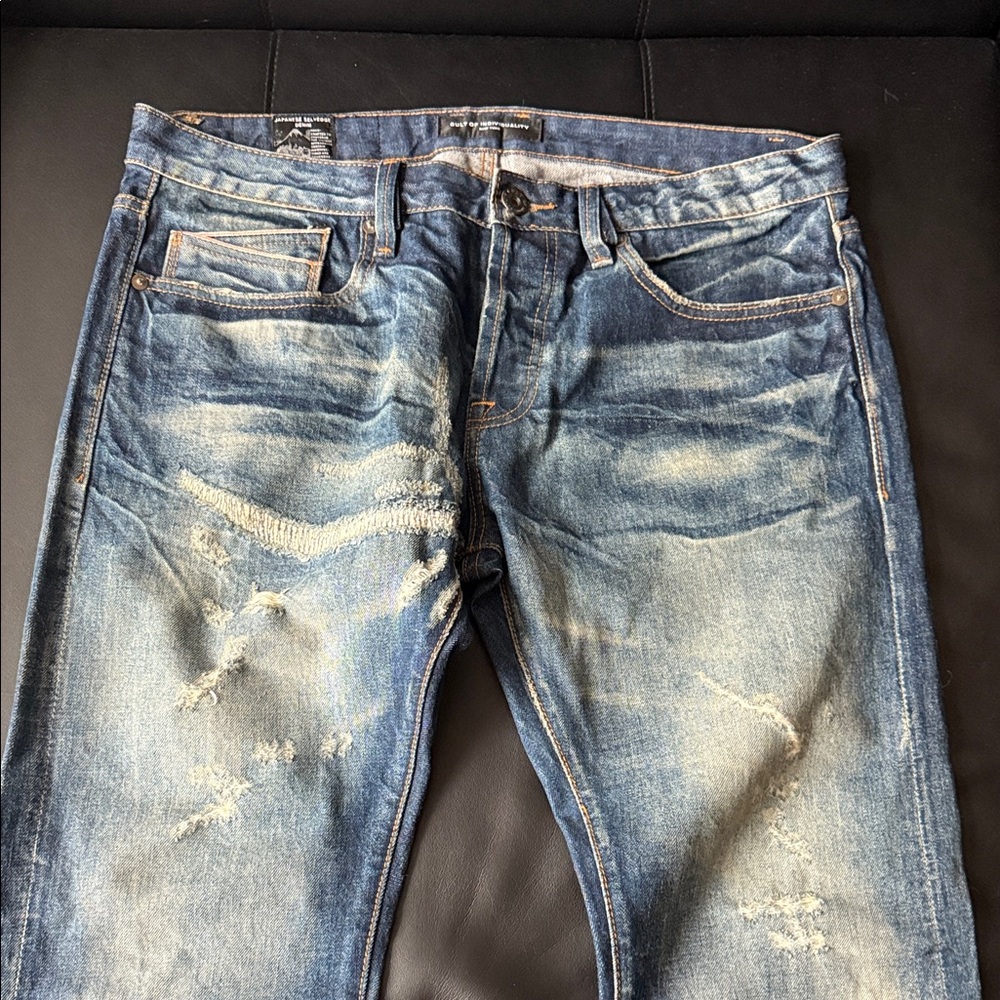 Cult of Individuality Greaser straight faded blue jeans